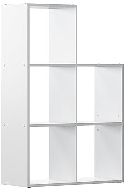 Vicco Treppenregal Aramis, stehendes Bücherregal, Weiß, 73 x 108 cm 5 Fächer