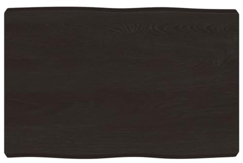 vidaXL Tischplatte, Holzplatte für Tisch Esstisch Couchtisch, Massivholzplatte Handgefertigt mit Baumkante, Ersatztischplatte, Dunkelbraun 60x40x(2-6) cm Massivholz Behandelt