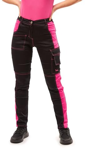 strongAnt Damen Arbeitshose Powerstretch für Frauen Bundhose mit Kniepolstertaschen - Schwarz-Pink Gr. 52