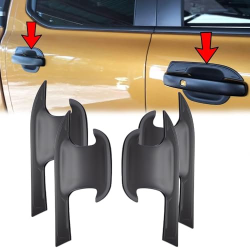 JHCHAN Protection de poignée de Porte pour Ford Ranger 2023-2024-2025 Wildtrak Raptor Limited Tremor Platinum XLT XL XLS Noir Mat (Ranger 2023-2024)