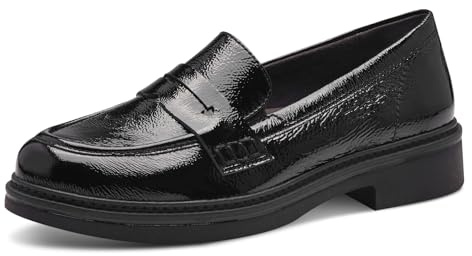 Tamaris Comfort Damen Slipper aus Leder Elegant, Schwarz (Black Patent), 39 EU