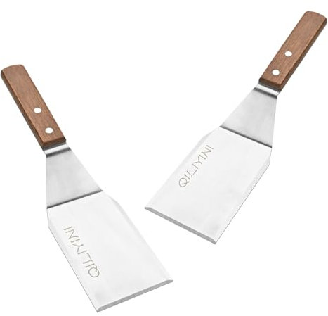 QILIYINI Stainless Steel Spatula | Heavy Duty Metal Spatula Turner for Cooking Spoon | Great for Skillets, Griddles, and Grills | Ideal Pancakes, Fish, Eggs, Burgers, and Omelettes