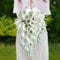 Bridal Wedding Bouquets,Holding Artificial Flower,DIY Bouquets White Calla Lily Artificial Wedding Bridal Bouquets, Waterfall Shape Cascading Bride Holding Flower for Romantic French Vintage Church We