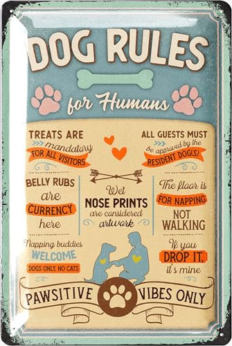 LANOLU Retro Blechschild Hunderegeln, Hundeschilder, Blechschild Hund, Deko Hund 20x30cm