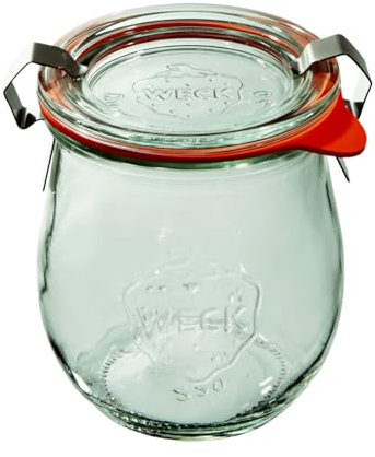 Weck Lot de 12 bocaux en verre tulipe de 220 ml avec couvercle, joint et 2 bouchons. Pour conserver les conserves, les jus, le stockage hermétique des ingrédients secs
