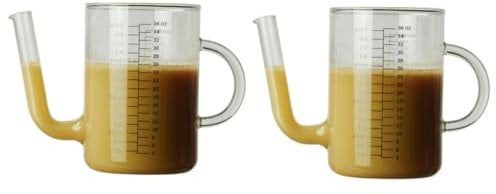PRETYZOOM 2 Piezas vaso medidor separador de grasa dispensador de aceite de medición frío jarra cerveza jarra de cerveza hervidor de agua con filtro de aceite contenedor de agua fria escala