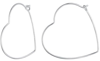 Qings Sterling Silber Herz Creolen Ohrringe für Damen Mädchen Minimalistischen Herzförmige Huggie Hoops Dünn Leicht Geometrische Ohrringe 27mm