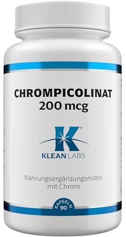 Klean Labs - Chrompicolinat 200 mcg - 90 Kapseln - vegan, ohne Gentechnik, hochdosiert - zur Unterstützung des Blutzuckerspiegels