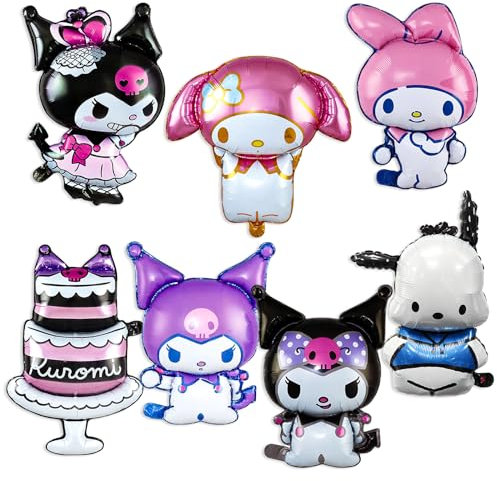 7 Stück Cartoon Folienballon, Cartoon Geburtstagsdeko Folienballon, Kindergeburtstag Ballon Dekoration, Anime Folienballon Party Deko für Kinder