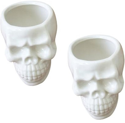 OFFSCH 2 Pièces Halloween Decoration décoration Halloween Pot pourri cendrier en céramique décoration d'halloween Succulentes Bol Succulent Vase à Fleurs Pot de Fleur Blanche