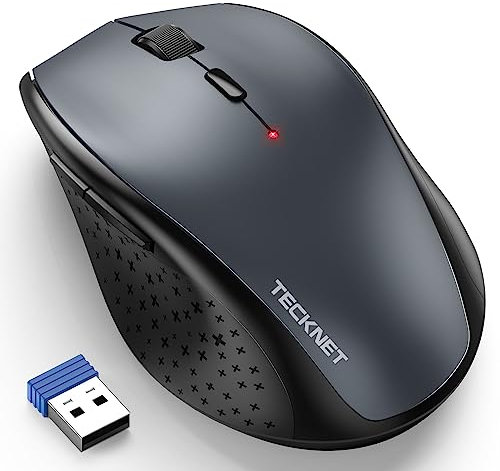 TECKNET Ratón Inalámbrico Silencioso, 4800 dpi / 6 Niveles Raton Ergonomico de 2.4G, 30 Meses Duración de Batería, Mouse Inalámbrico Óptico para Ordenador, PC, Mac