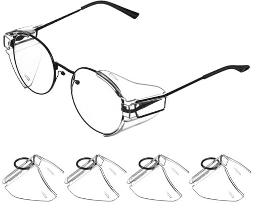 minkissy 2 Paar Seitenschutz Für Brille Schutzbrillen-Seitenschutz Zum Reinschlüpfen, transparente Brillen, Seitenschilder, rutschfeste Seitenschilder, transparente Schutzbrillen