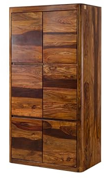Kleiderschrank Akazie / Sheesham dunkelbraun gewachst TORONTO #265 | 105x60x200 cm 124 kg Modern montiert