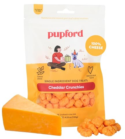 Pupford Cheese Crunchies, All-Natural, Healthy, Freeze Dried, Single-Ingredient Treat for Dogs & Puppies (Cheddar, 7.50 oz)
