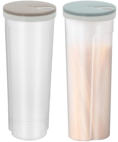 Anseom 2 Piezas Contenedores de Espagueti Caja de Almacenamiento de Alimentos Alta 2L Dispensador de Fideos Hermético con Tapa Recipiente de Botes Plástico para Alimentos Cereales Pasta