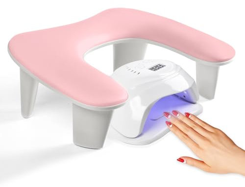Arm Rest for Nails Tech, U-shaped Manicure Nail Arm Rest Stand Big Pink Armrest Microfiber PU Leather Hand Rest Pillow for Acrylic Nail Cushion