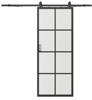 Vente-unique-Puerta corredera aplicada - Aluminio y Cristal Templado Esmerilado - Alt. 205 x Ancho 83 cm - Wilden II