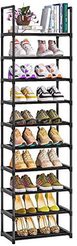 OYREL Shoe Rack 10 Levels Space Saving, Shoe Organizer Large Capacity for 20-25 Pairs of Shoes, Metal Shoe Wardrobe High Narrow, For Corridor, Living Room, Bedroom