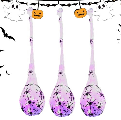 Leuchtende Spinneneiersäcke,Leuchtende Spinneneier - Spinneneiersäcke Requisiten | 3,3 Fuß Halloween-Dekoration, leuchtende Spinnenbehänge, Eierbeutel für Säcke, Requisiten, Baumparty