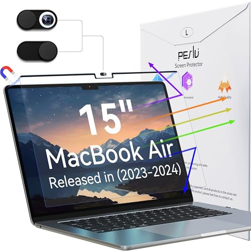 Peslv Magnetische Anti-Blaulicht-Displayschutzfolie für MacBook Air 15 Zoll (2023-2025, M2, M3, M4), abnehmbarer Blendfilter für 15,3 Zoll Mac-Laptop-Computer