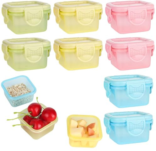 8 recipientes pequeños con tapa de plástico, 60 ml, pequeños, reutilizables, para el almacenamiento de alimentos, frutas, aperitivos, especias, salsas