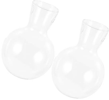 BEBEMOKO 2stücke Hydroponische Glasvase Mit Holzständer Transparente Terrarium Blumentöpfe Für Pflanzen Für Tischdekoration Und Indoor Garten