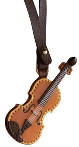 Sefdrert Leather Violin and Cello Keychain Mini Musical Instrument Keychain Vintage Leather Violin Keychain Khaki