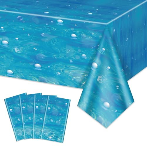 4 Picese Unterwasserblasen Tischdecke 137x220cm Meer Wellen Wasserdruck für unter dem Ozean Strand Pool Meerjungfrau Hai Geburtstag Party