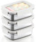 Misichao Small Stainless Steel Food Storage Containers with Lids - Stackable Meal Prep Food Containers for Kitchen & Pantry, Leakproof, Reusable Metal Bento Lunch Box (White, 650 ml)