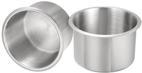 sourcing map 2 Pcs 201 Stainless Steel Drop-in Cup, 2.2 x 3.74 Drink Can Holder Poker Table Cup Holder Insert for Sofa Boat Car Marine, Silver
