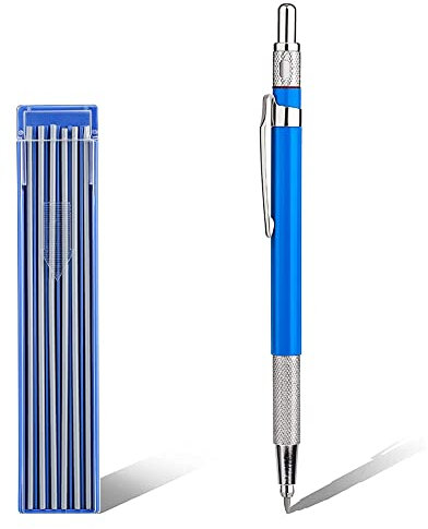 Swiixxer Zimmermanns Bleistift, mit 12 Bleistift Minen, Druck Bleistifte für Schneiden Von Stahl, Automatik Bleistift Satz 2 Mm