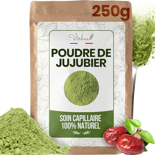 VIRHEA Sidr Pulver 250 g – natürliches Jujubeerpulver für Haar und Gesicht – Qasil Ayurvedisch feuchtigkeitsspendend und Volumenmittel – Haarpflege und Maske für Wachstum und Volumen