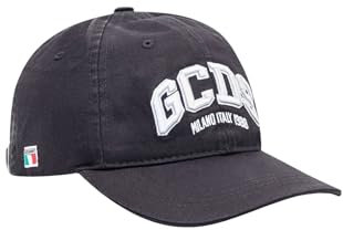 GCDS Cappello con Visiera Nero per Uomo e Donna Rifinito da Ricamo Logo Uni