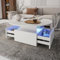 radelldar Couchtisch rund, Wohnzimmertisch mit 16-Farbiger LED Beleuchtung, für Wohnzimmer 80 x 80 x 40cm (Weiß)