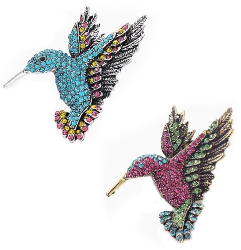 Kolibri-Brosche, 2 Broschen und Anstecknadeln für Damen, Vintage-Stil, Kolibri-Anstecknadel, Vogel-Brosche, ein aufmerksames Geschenk für Geburtstage, Feiertage oder jeden besonderen Anlass