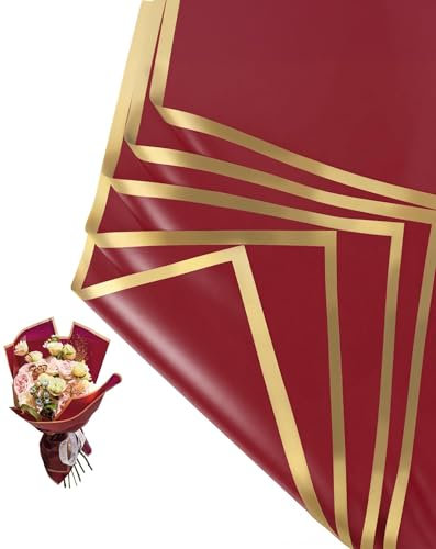 Magemata Geschenkpapier mit goldfarbenem Rand, Burgunderrot – Premium-Bögen für Herren, Geburtstage, Fußball, Batman und Marvel-Geschenke