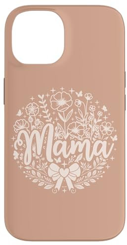 Beige Sand Herz Mama Schleife Minimalistisch Floral Wildflower Mama Hülle für iPhone 14