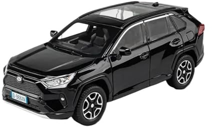 SYYANFEI Modellauto 1:24 Für RAV4 SUV Legierung Off-Road Modell Spielzeug Auto Hinten Mit Lichter Und Sound Hobbyist Junge Geschenk Enthusiasten Spielzeugauto(Schwarz)