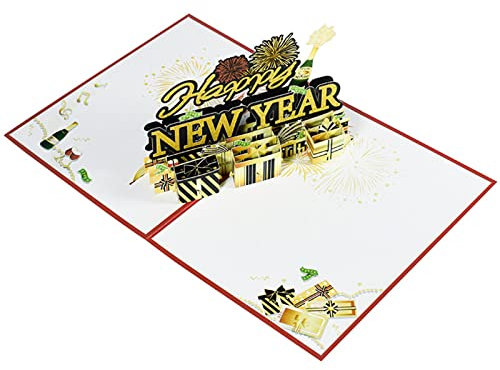 3D Glückwunschkarte zum Neujahr Glückwunschkarte mit Umschlag Postkarten für Sohn Tochter Freund Party Einladungen