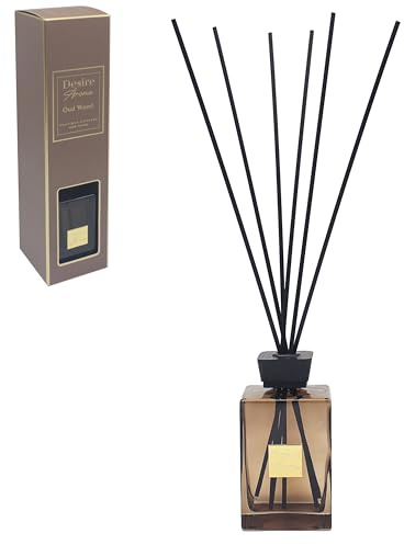 Lesser & Pavey Desire Aroma Oud Wood Reed Diffuser 500ml | Air freshener, calming ambience, aromatherapy, thoughtful gift, stick diffuser, stress relief mind