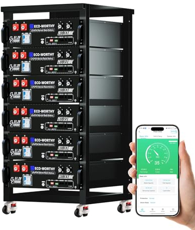 ECO-WORTHY 48V 600Ah LiFePO4 Battery,30.72kWh Server Rack Battery (Version 4) with Bluetooth,6 Pack Solar Battery Kit Off-Grid Energy (Purchase and Get Free Rack)