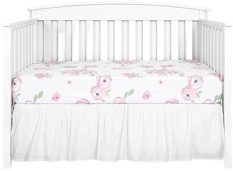 AYWTIUN Bettrock für Babybett Bettrock for Kinderbett, mit weißen Bettlaken und Rüschen, Kinderzimmer-Zubehör, Tagesdecke for Kleinkinder(White,70x 140 x 36 cm)