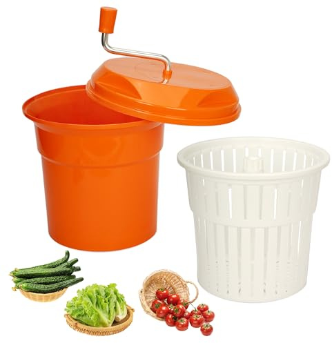 DFENG Commercial Salad Spinner,12L Lettuce Spinner with Vegetable Washing Basket,Colander Salad Spinner Fruit Drainer for Restaurant Vegetable Spin Dry (12L)