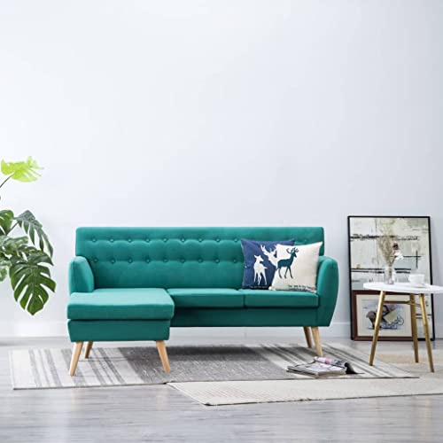 Ziaphsol L-förmiges Sofa, Stoff, Grün, 171,5x138x81,5 cm, umbaubare Chaiselongue, Robustes Wohnzimmer-Möbelstück für modernes Zuhause