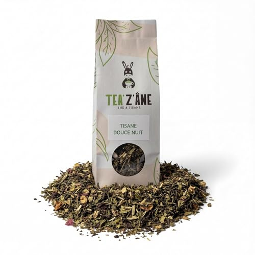 Infusion Douce Nuit | Mélisse, Camomille, Valériane, Menthe & Ortie | Tisane Relaxation & Apaisement en Vrac 100g | Infusion Nuit Calme & Sommeil Naturel | Plantes Premium | Tea'z'âne