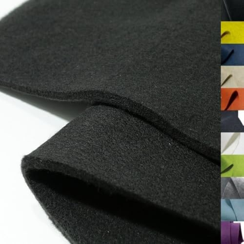 TOLKO 50cm Filzstoff als Dämmstoff Isolierstoff Polsterstoff Meterware | 10mm dick | Formstabil Reißfest Abriebfest | Robuster Bezugstoff Möbelstoff aus Filz 150cm breit (Schwarz)
