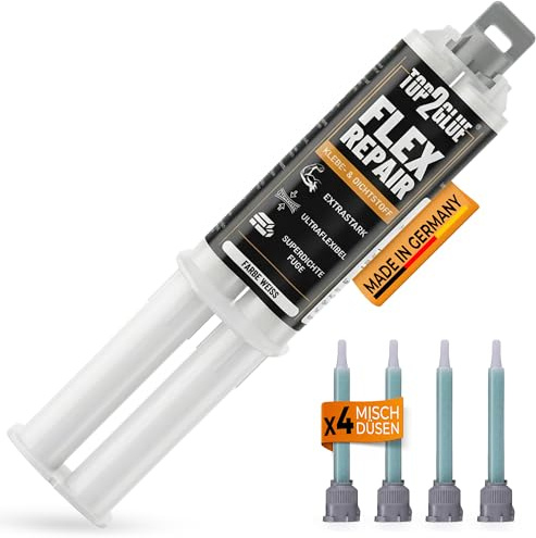 Top2Glue 2K MS Polymer Montagekleber 35 g – extra stark, inkl. 4 Mischdüsen | 2-Komponenten Karosseriekleber für Metall, Kunststoff, Holz, Gummi & Keramik – elastisch, vibrationsfest, schwarz