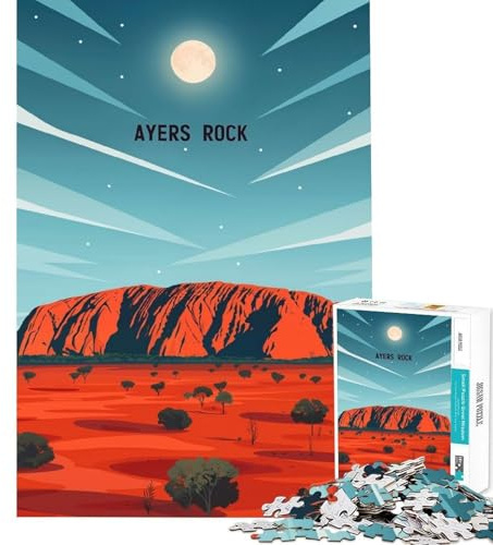 Puzzle mit 1000 Teilen für Erwachsene Motiv Ayers Rock Moonrise fesselndes Spielzeug zur Förderung von Geduld kniffliges Denkspiel für die ganze Familie Geschenkidee für Frauen und Männer (38x26cm)