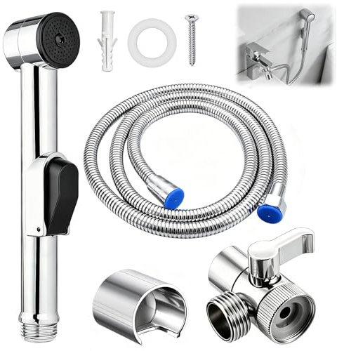 Home Handheld Toilet Set Bidet Sprayer with Faucet Spray for Toilet | Bidet Attachment 1.5 m Stainless Steel Sprayer Kit Sprayer, Adjustable Water Pressure for Pet Bath & Personal Hygiene