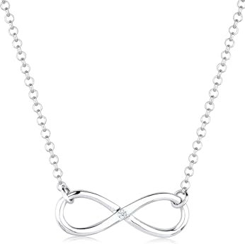 Elli DIAMONDS Halskette Damen mit Infinity Anhänger und Diamant (0.03 ct.) in 925 Sterling Silber